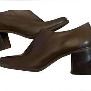 Vintage Y2K Grunge Brown Leather Square Toe Chunky Heel Ankle Booties Size 7.5